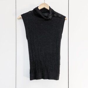 ALLSAINTS Malin Sleeveless Top, 100% Merino Wool, Dark Gray, Size XS